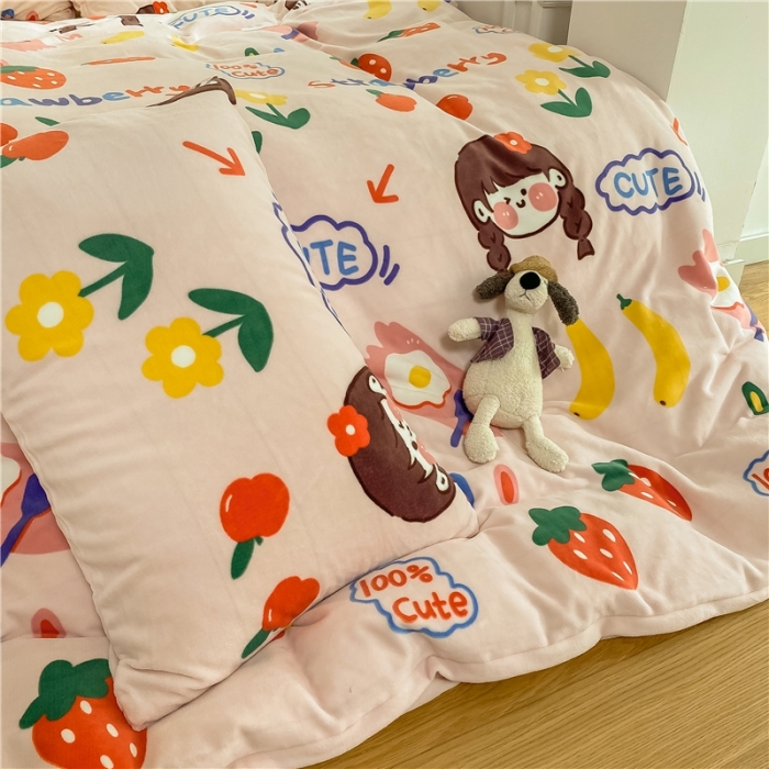 91家纺网 家纺一手货源 找家纺 （总）棉眠 2020新款秋冬卡通牛奶绒四件套