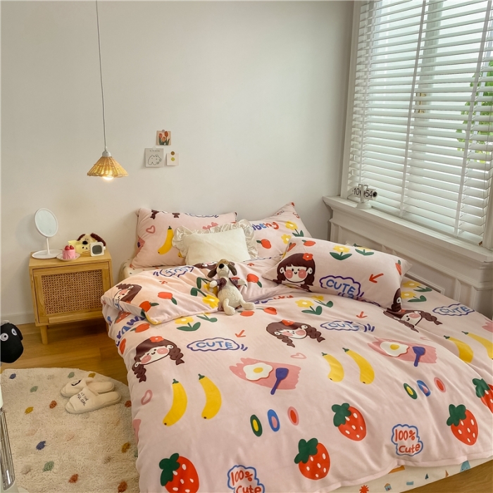 91家纺网 家纺一手货源 找家纺 （总）棉眠 2020新款秋冬卡通牛奶绒四件套