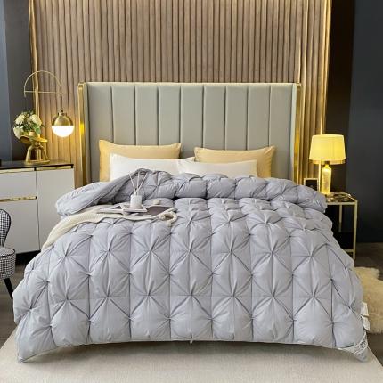 91家纺网 家纺一手货源 找家纺 其乐枕芯 2021新款石墨烯白鹅绒羽绒被 扭花灰