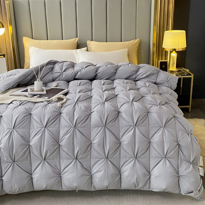 91家纺网 家纺一手货源 找家纺 其乐枕芯 2021新款石墨烯白鹅绒羽绒被 扭花灰