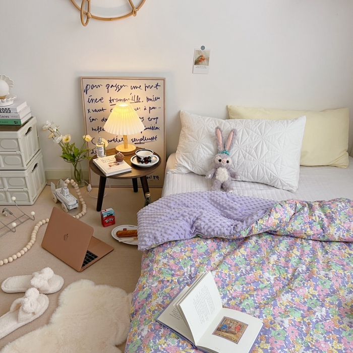 91家纺网 家纺一手货源 找家纺 星期八 2021新韩国超ins进口安抚豆豆冬被子春秋被紫韵