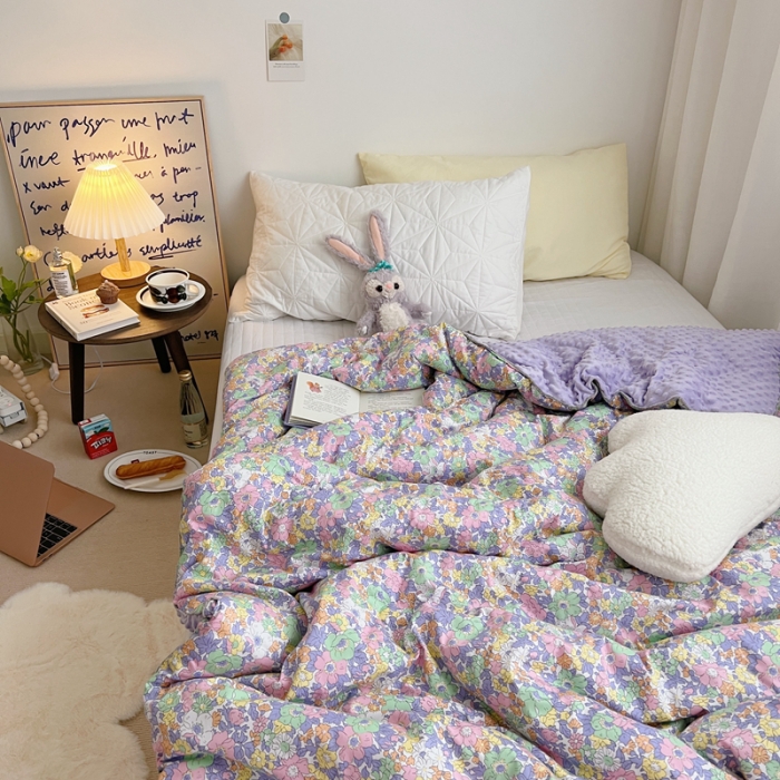 91家纺网 家纺一手货源 找家纺 星期八 2021新韩国超ins进口安抚豆豆冬被子春秋被紫韵