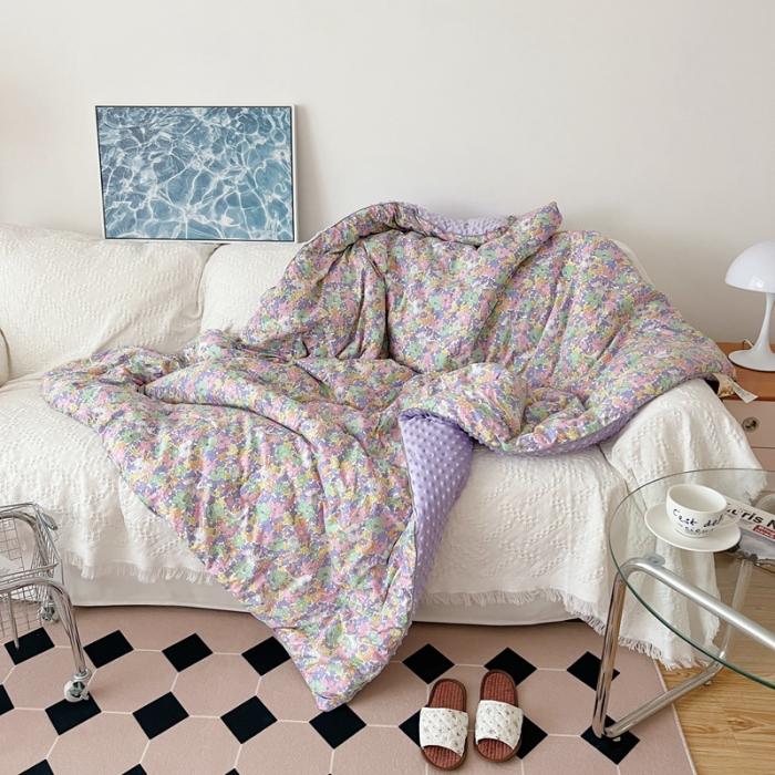 91家纺网 家纺一手货源 找家纺 星期八 2021新韩国超ins进口安抚豆豆冬被子春秋被紫韵