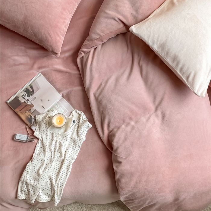 91家纺网 家纺一手货源 找家纺 （总）棉眠 2021新款秋冬纯色牛奶绒四件套