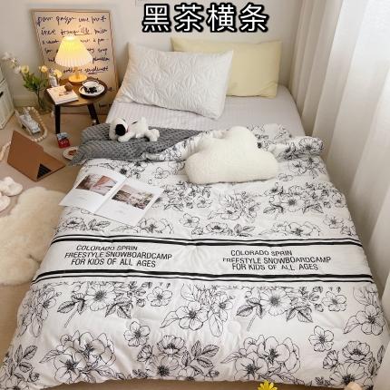 91家纺网 家纺一手货源 找家纺 星期八 2021韩国超ins进口安抚豆豆冬被子春秋被黑茶横条