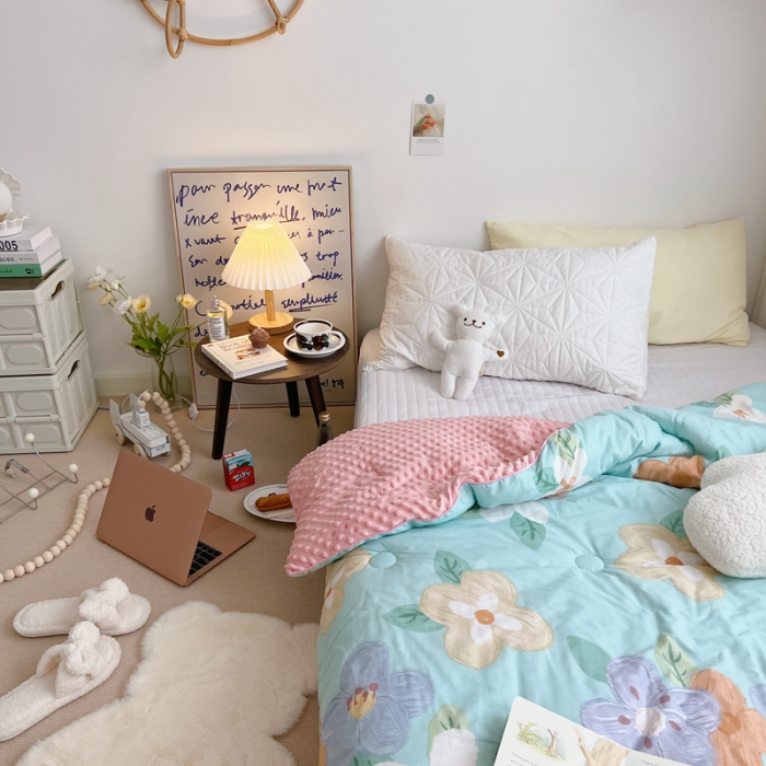 91家纺网 家纺一手货源 找家纺 星期八 2021新韩国超ins进口安抚豆豆冬被子春秋被奶油花