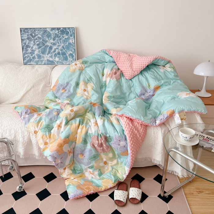 91家纺网 家纺一手货源 找家纺 星期八 2021新韩国超ins进口安抚豆豆冬被子春秋被奶油花