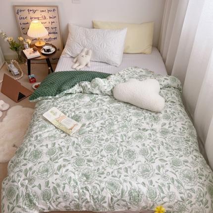 91家纺网 家纺一手货源 找家纺 星期八 2021韩国超ins进口安抚豆豆冬被子春秋被山茶花绿