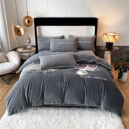 91家纺网 家纺一手货源 找家纺 慕色家纺 2021新款婴儿绒保暖四件套 曼迪-高级灰