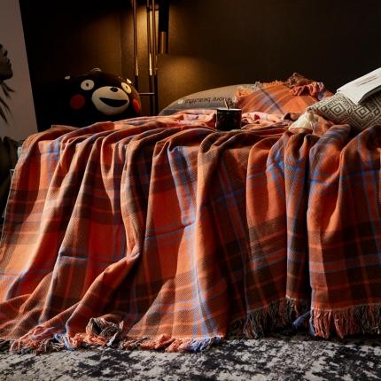 纱布毛毯之家2022新款英伦风尚系列多功能流苏盖毯 情迷苏格兰