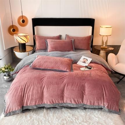 91家纺网 家纺一手货源 找家纺 （总）慕色家纺 2021新款A类速暖婴儿绒烂花刺绣四件套