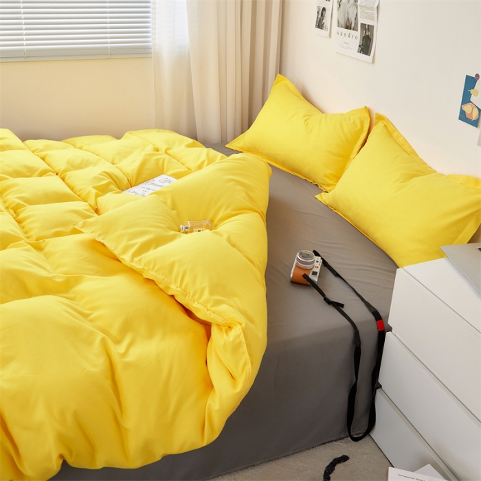 91家纺网 家纺一手货源 找家纺 贝拉梦家纺 2021新款云朵棉亲肤纯色+双拼四件套 蜂蜜灰