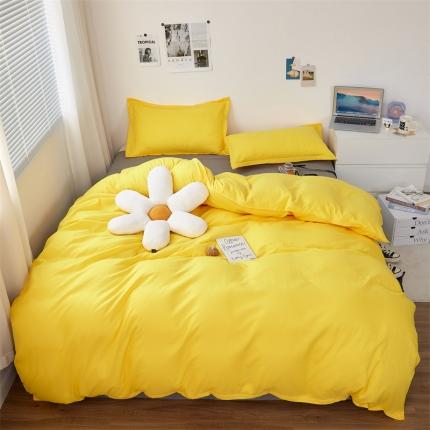 贝拉梦家纺 2021新款云朵棉亲肤纯色+双拼四件套 蜂蜜灰