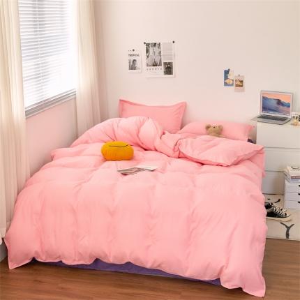 贝拉梦家纺 2021新款云朵棉亲肤纯色+双拼四件套 蜜粉烟