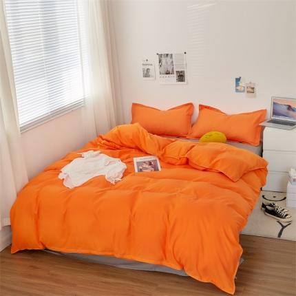 贝拉梦家纺 2021新款云朵棉亲肤纯色+双拼四件套 蜜桔灰