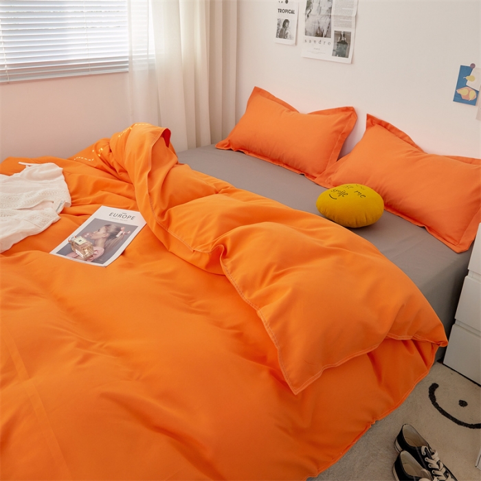 91家纺网 家纺一手货源 找家纺 贝拉梦家纺 2021新款云朵棉亲肤纯色+双拼四件套 蜜桔灰