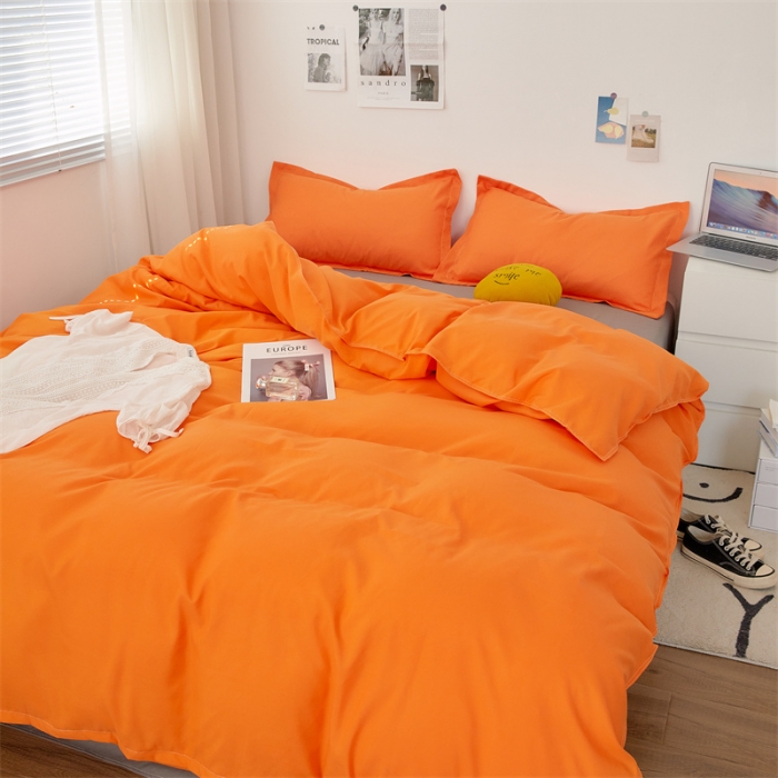 91家纺网 家纺一手货源 找家纺 贝拉梦家纺 2021新款云朵棉亲肤纯色+双拼四件套 蜜桔灰