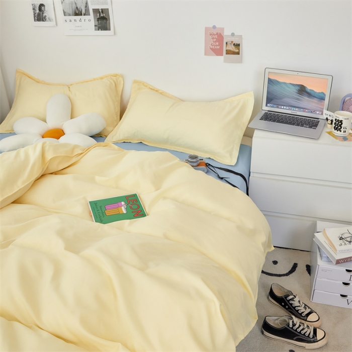 91家纺网 家纺一手货源 找家纺 贝拉梦家纺 2021新款云朵棉亲肤纯色+双拼四件套 芝士蓝