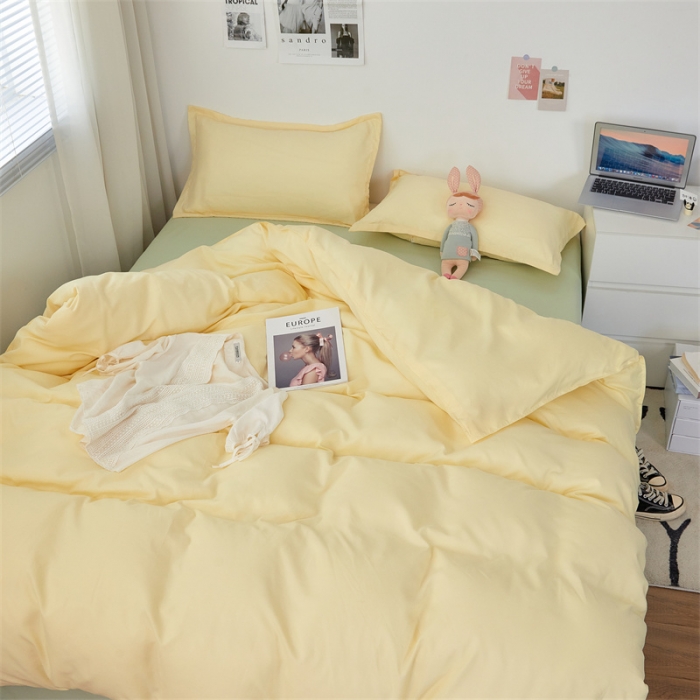 91家纺网 家纺一手货源 找家纺 贝拉梦家纺 2021新款云朵棉亲肤纯色+双拼四件套 芝士绿