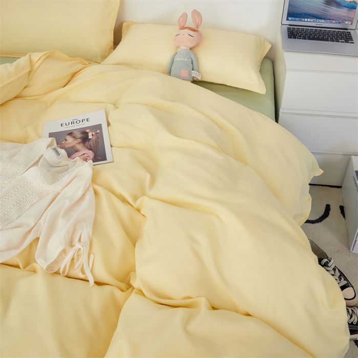 91家纺网 家纺一手货源 找家纺 贝拉梦家纺 2021新款云朵棉亲肤纯色+双拼四件套 芝士绿