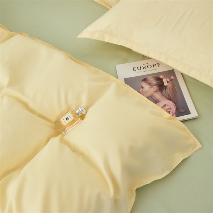 91家纺网 家纺一手货源 找家纺 贝拉梦家纺 2021新款云朵棉亲肤纯色+双拼四件套 芝士绿