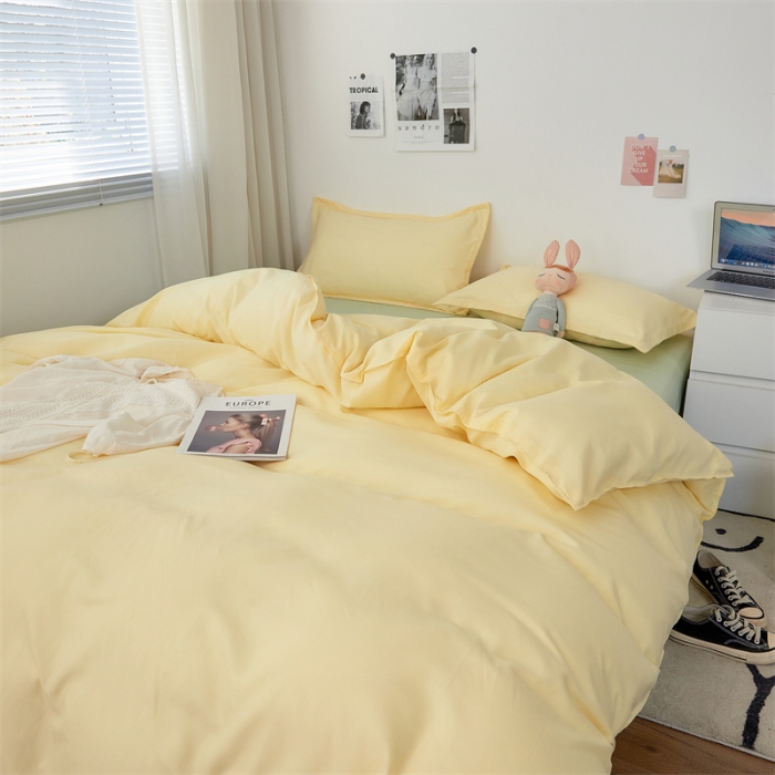 91家纺网 家纺一手货源 找家纺 贝拉梦家纺 2021新款云朵棉亲肤纯色+双拼四件套 芝士绿