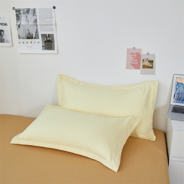 91家纺网 家纺一手货源 找家纺 贝拉梦家纺 2021新款云朵棉亲肤纯色+双拼四件套 芝士杏