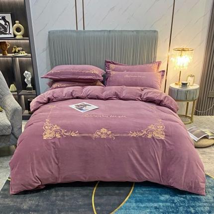 91家纺网 家纺一手货源 找家纺 （总）星尚2021高品质婴儿绒夹棉床盖绣花四件套牛奶法莱绒