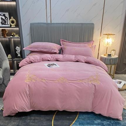 91家纺网 家纺一手货源 找家纺 （总）星尚2021高品质婴儿绒夹棉床盖绣花四件套牛奶法莱绒