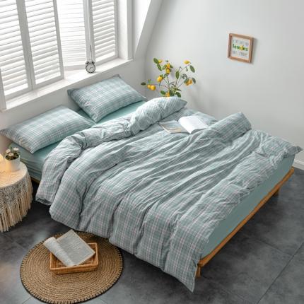 91家纺网 家纺一手货源 找家纺 （总）雅珺 2021新款色织全棉水洗棉四件套AB版