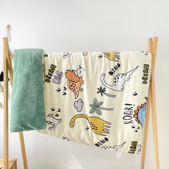 91家纺网 家纺一手货源 找家纺 嗨生活 2021新款加厚牛奶绒被套系列 恐龙世界