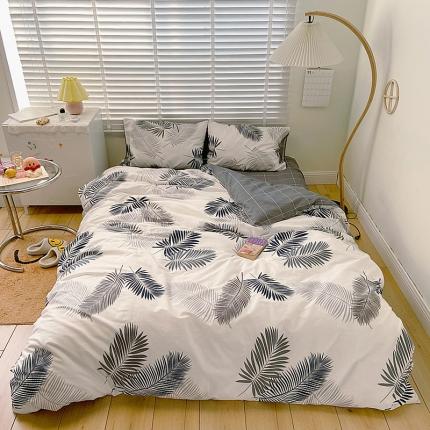 91家纺网 家纺一手货源 找家纺 雅居纺家纺 2022新款13070全棉四件套 羽叶