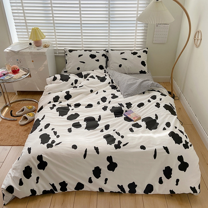 91家纺网 家纺一手货源 找家纺 雅居纺家纺 2022新款13070全棉四件套 牛奶纹