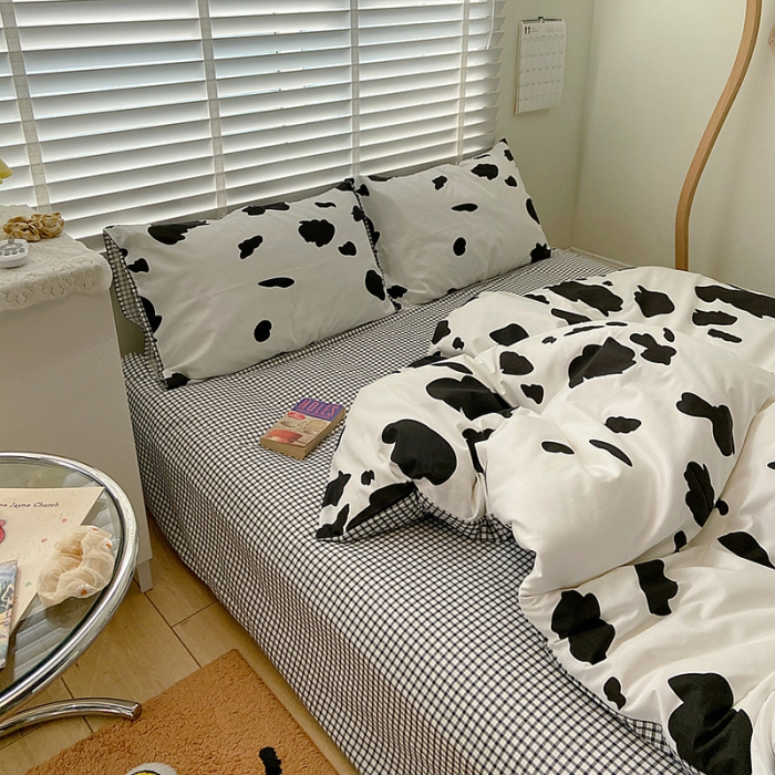 91家纺网 家纺一手货源 找家纺 雅居纺家纺 2022新款13070全棉四件套 牛奶纹