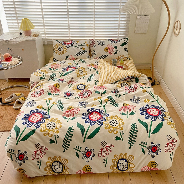 91家纺网 家纺一手货源 找家纺 雅居纺家纺 2022新款13070全棉四件套 太阳花