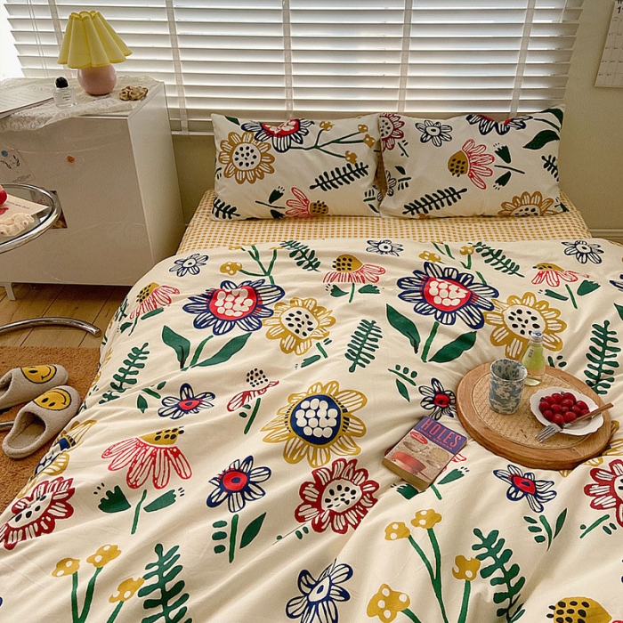 91家纺网 家纺一手货源 找家纺 雅居纺家纺 2022新款13070全棉四件套 太阳花