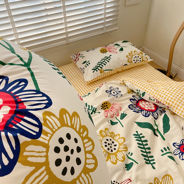 91家纺网 家纺一手货源 找家纺 雅居纺家纺 2022新款13070全棉四件套 太阳花