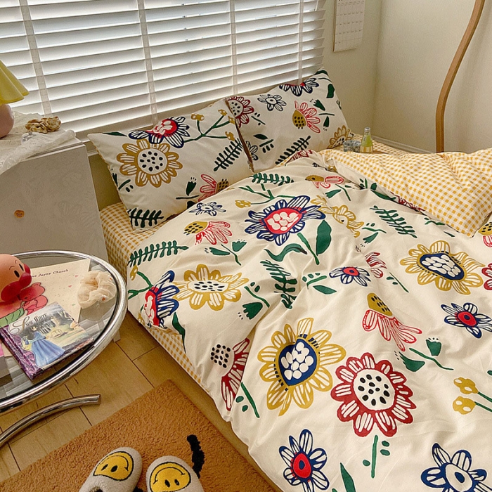 91家纺网 家纺一手货源 找家纺 雅居纺家纺 2022新款13070全棉四件套 太阳花