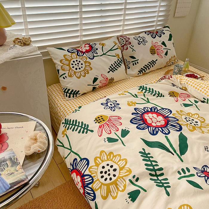 91家纺网 家纺一手货源 找家纺 雅居纺家纺 2022新款13070全棉四件套 太阳花