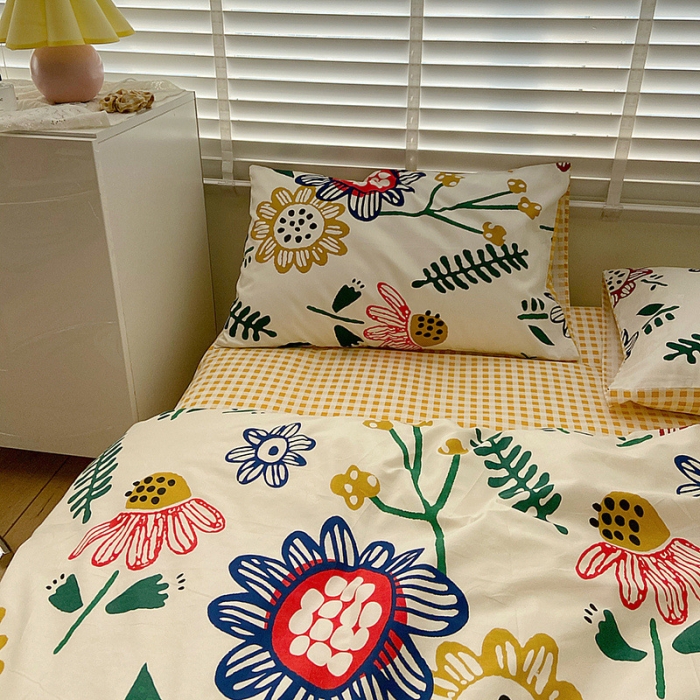 91家纺网 家纺一手货源 找家纺 雅居纺家纺 2022新款13070全棉四件套 太阳花