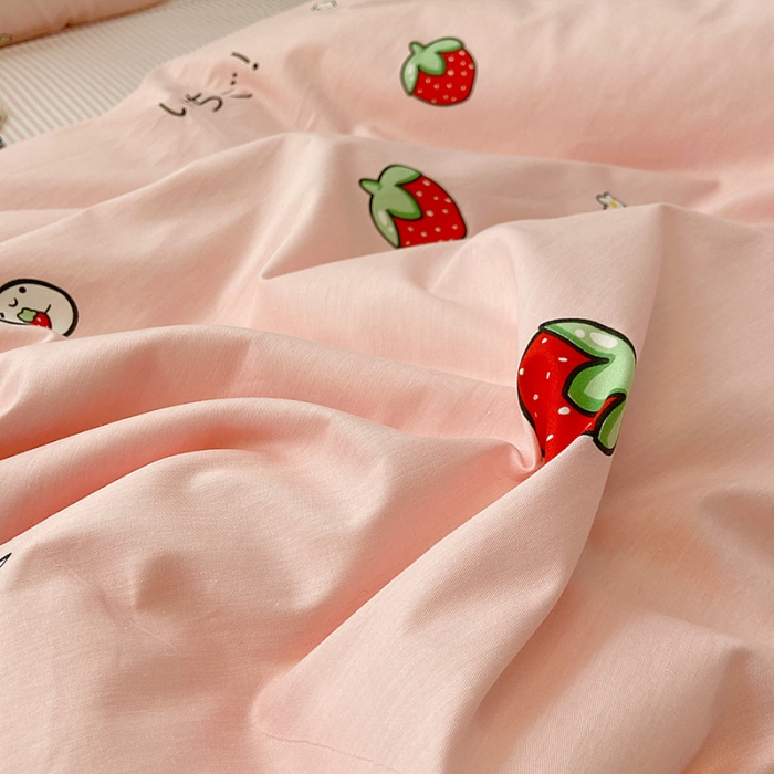 91家纺网 家纺一手货源 找家纺 雅居纺家纺 2022新款13070全棉四件套 甜心草莓