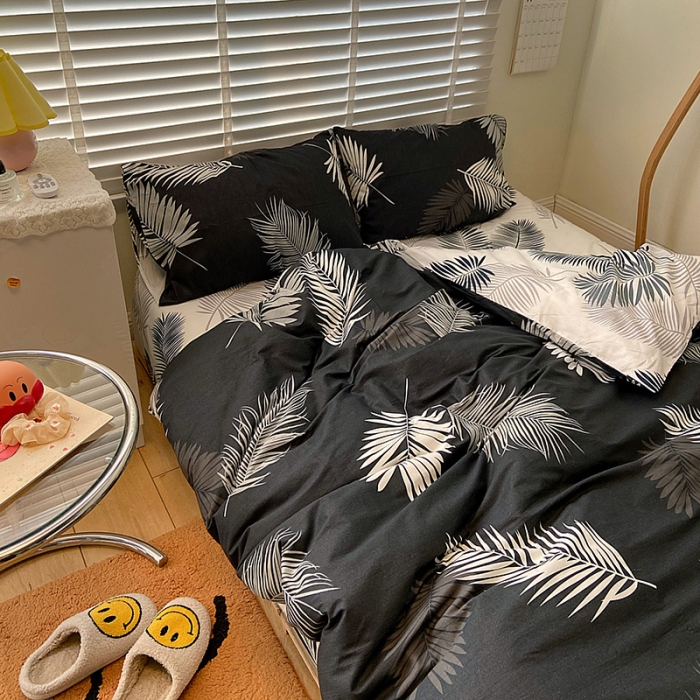 91家纺网 家纺一手货源 找家纺 雅居纺家纺 2022新款13070全棉四件套 羽墨