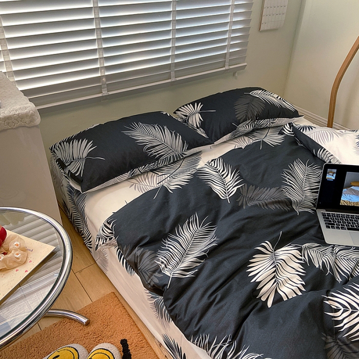 91家纺网 家纺一手货源 找家纺 雅居纺家纺 2022新款13070全棉四件套 羽墨