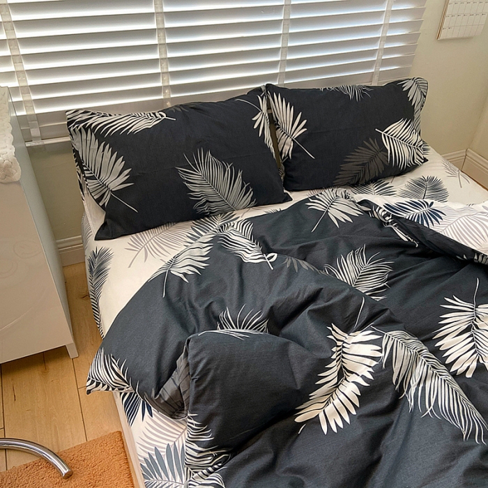 91家纺网 家纺一手货源 找家纺 雅居纺家纺 2022新款13070全棉四件套 羽墨