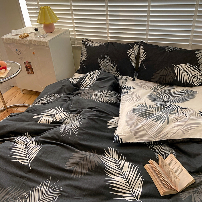 91家纺网 家纺一手货源 找家纺 雅居纺家纺 2022新款13070全棉四件套 羽墨