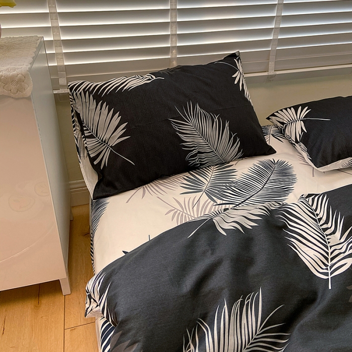 91家纺网 家纺一手货源 找家纺 雅居纺家纺 2022新款13070全棉四件套 羽墨