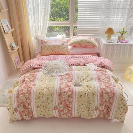 雅居纺家纺 2022新款13070全棉四件套 粉花韵