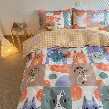 雅居纺家纺 2022新款13070全棉四件套 萌宠乐园