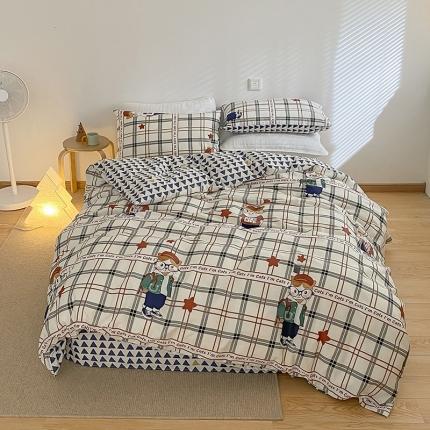 雅居纺家纺 2022新款13070全棉四件套 悠闲猫