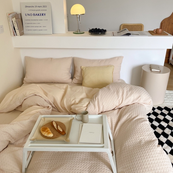 91家纺网 家纺一手货源 找家纺 （总）梦享生活 2021新款华夫格水洗棉四件套